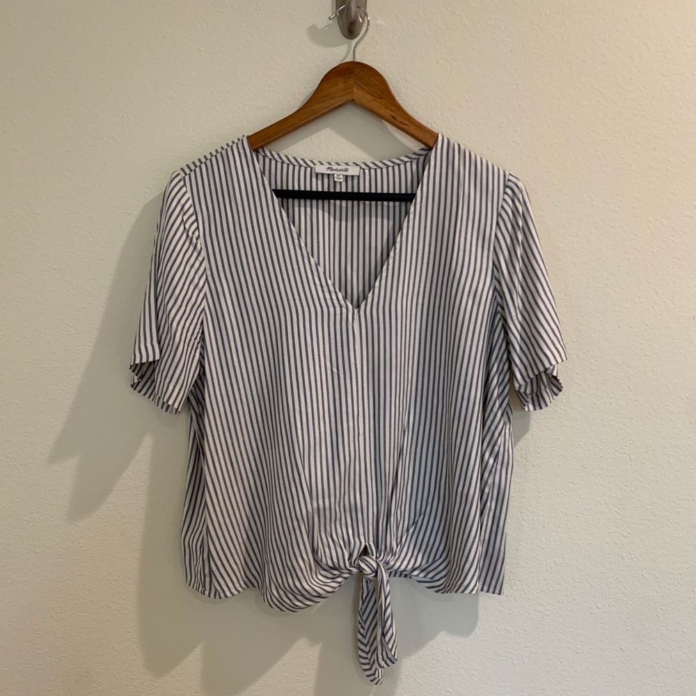 Madewell blue and white striped top
